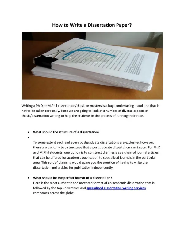 How to Write a Dissertation Paper?