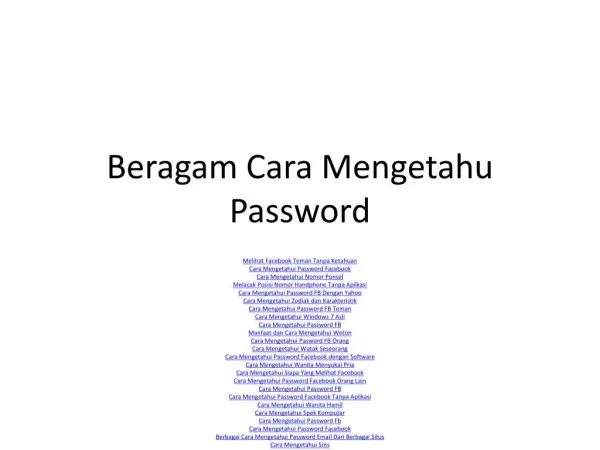 Beragam Cara Mengetahu Password