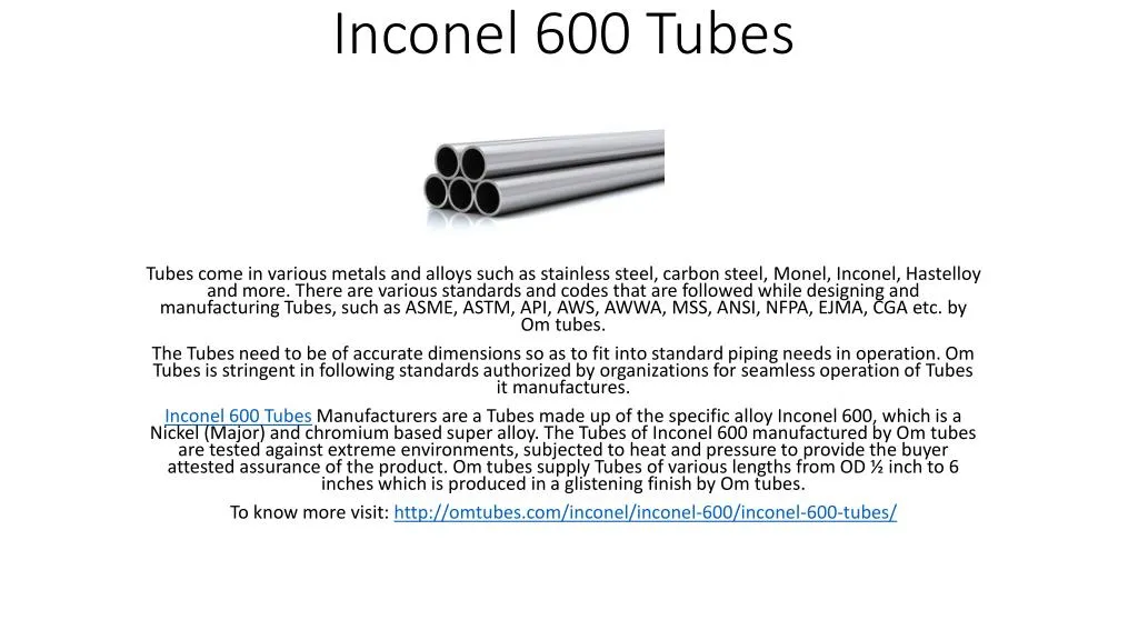 inconel 600 tubes