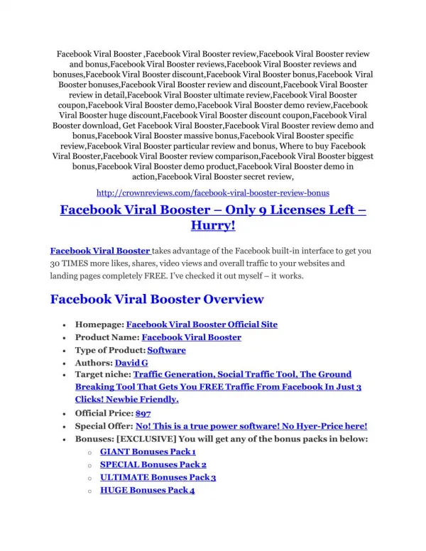 Facebook Viral Booster review & bonus - I was Shocked!