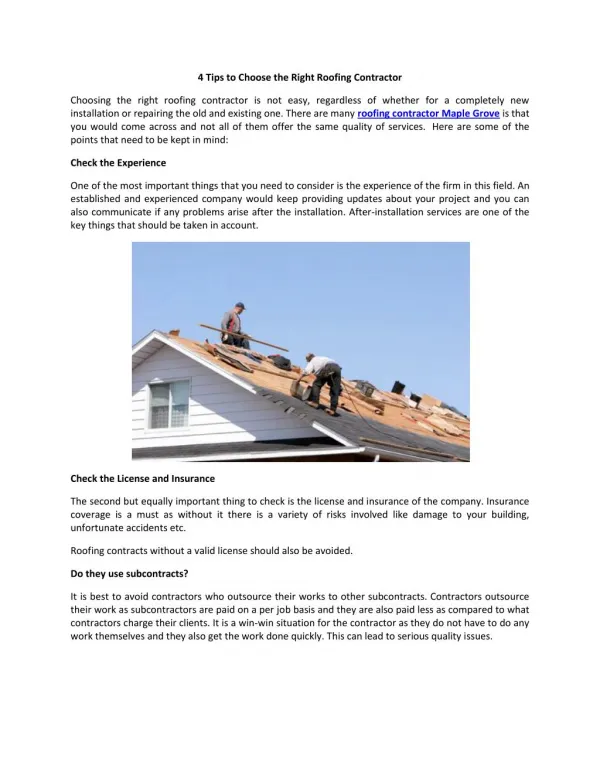 4 tips to choose the right roofing contractor