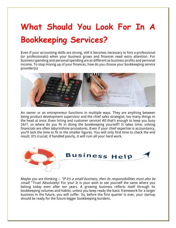 What Should You Look For In A Bookkeeping Services