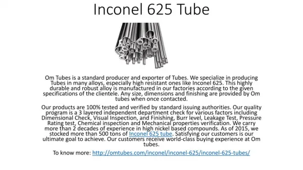 Inconel 625 Tube