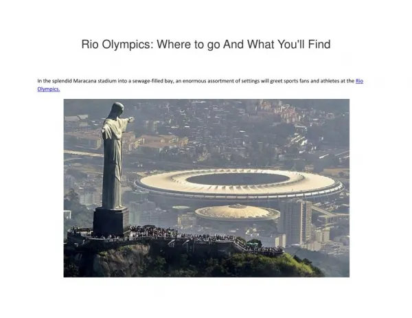 Rio Olympics: Where to go And What You'll Find