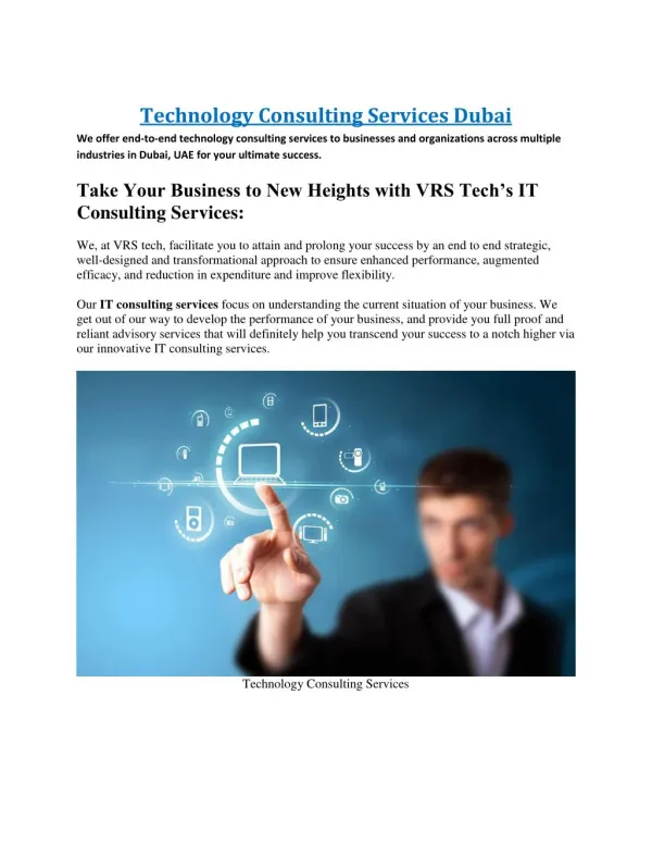 Technology Consulting Services Dubai