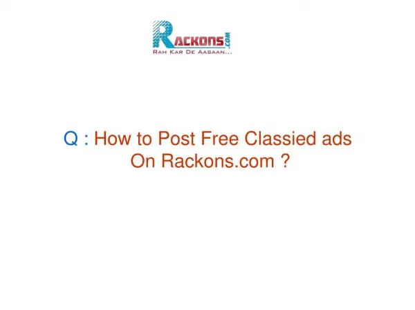 Rackons.com : Post Free Classified Ads in India!!!