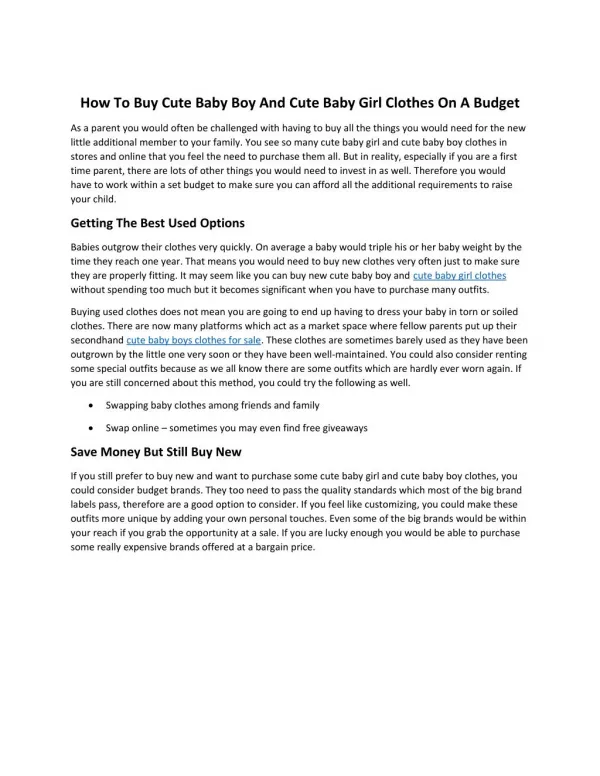 How To Buy Cute Baby Boy And Cute Baby Girl Clothes On A Budget