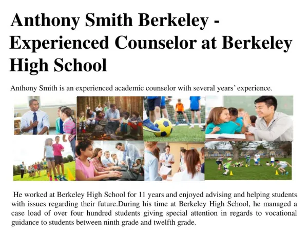 Anthony Smith Berkeley - Experienced Counselor at Berkeley High School