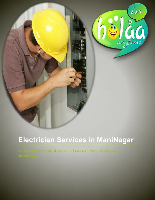 5 Steps of Residential Electrical Construction Services in ManiNagar