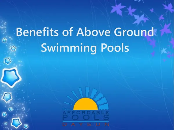 Benefits of Above Ground Swimming Pools