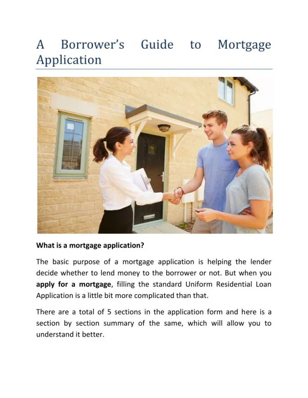 A Borrower’s Guide to Mortgage Application