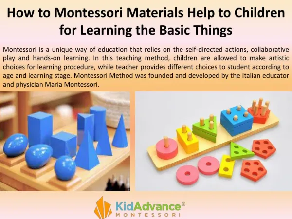 How to Montessori Materials Help to Children for Learning the Basic Things