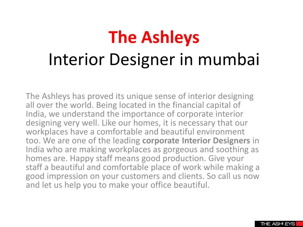 the ashleys interior designer in mumbai
