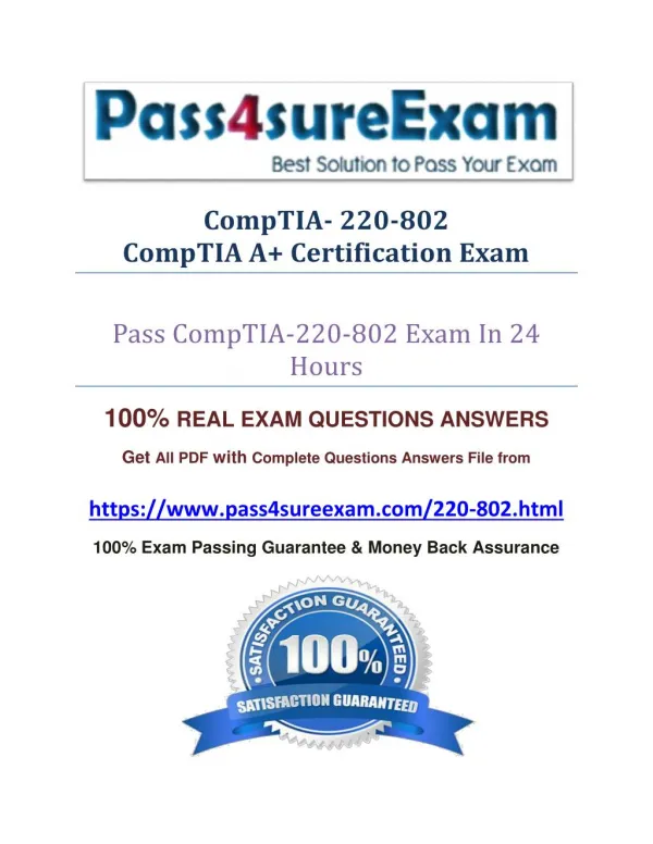Pass4sure 220-802 Practice Test