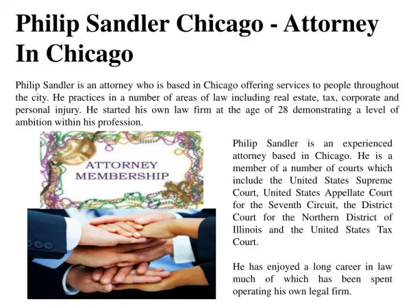 Philip Sandler Chicago - Attorney In Chicago