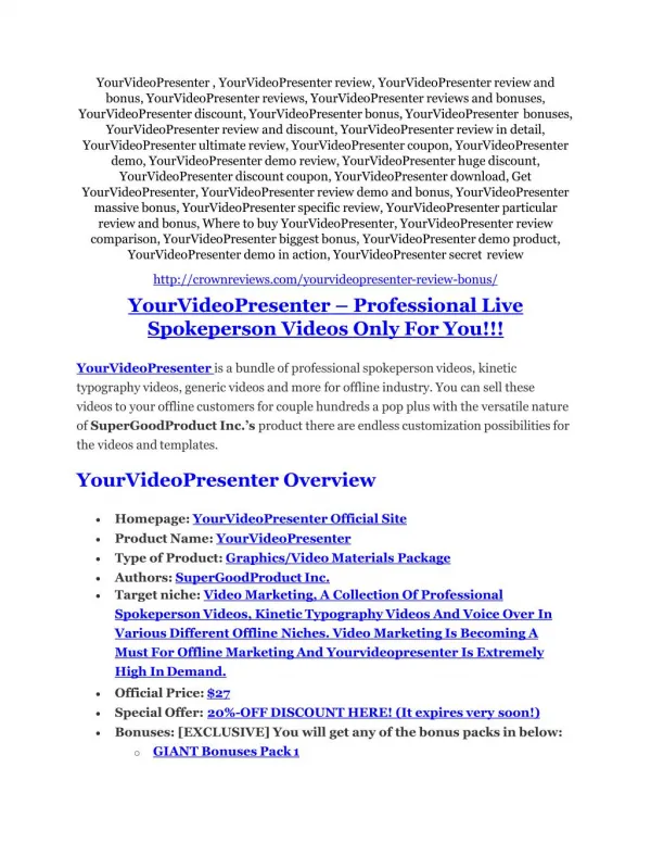 YourVideoPresenter review - YourVideoPresenter (MEGA) $23,800 bonuses