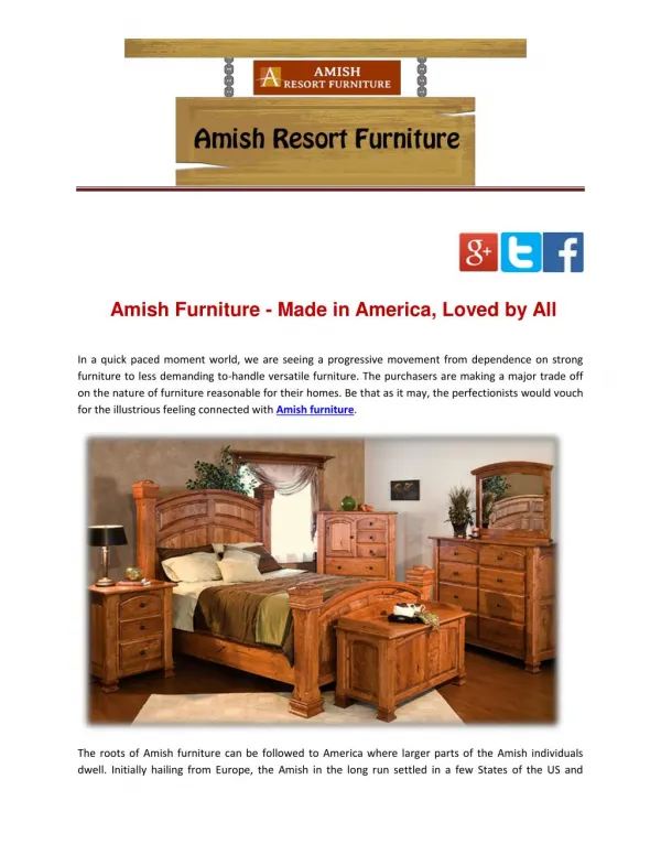 Amish Furniture - Made in America, Loved by All