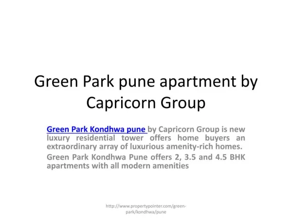 Capricorn Group Green Park pune projects by Capricorn developers