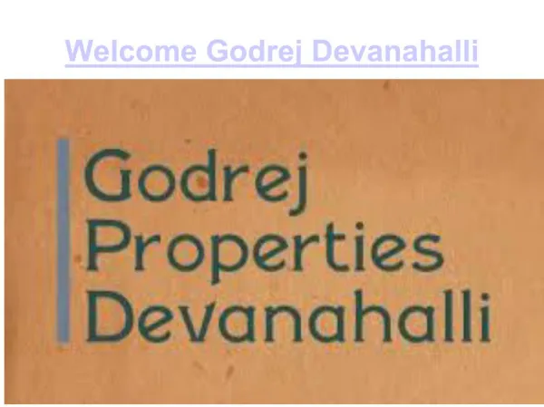 Godrej Devanahalli Apartments Project in Bangalore