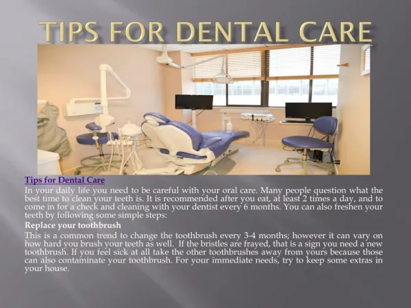 Tips for Dental Care