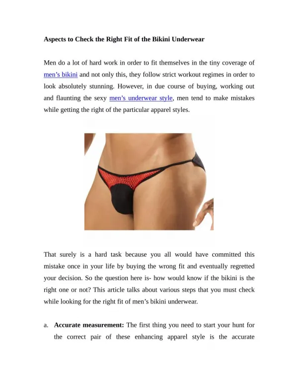Aspects to Check The Right Fit of The Bikini Underwear
