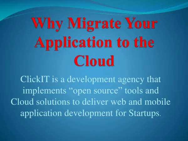 Why Migrate Your Application to the Cloud - ClickIT