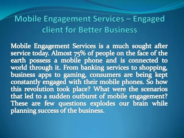 Mobile Engagement Services That Engaged Client