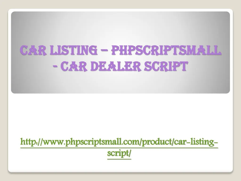 car listing phpscriptsmall car dealer script
