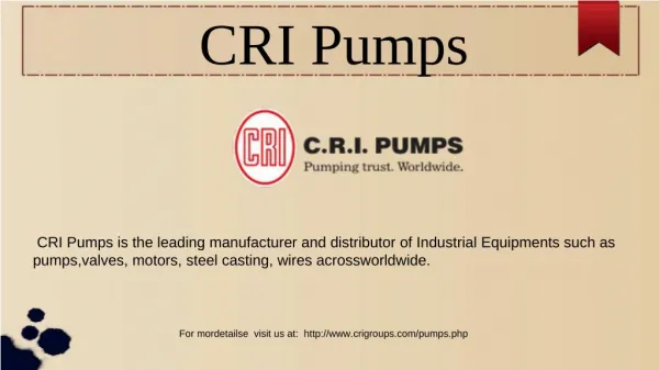 Borewell Pumps Manufacturers | CRI