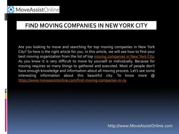 Top Moving Companies in New York City