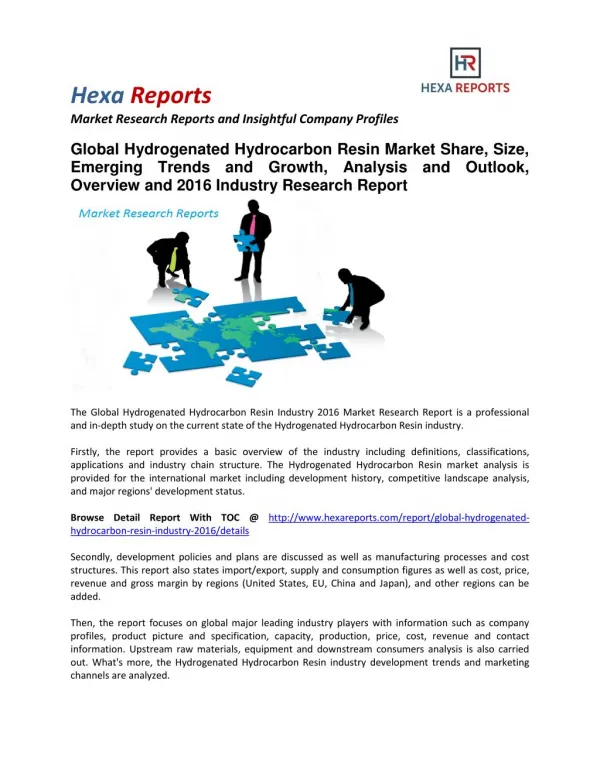 Hydrogenated Hydrocarbon Resin Market Share, Size, Emerging Trends and Analysis