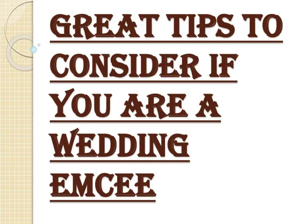 Consider Some Points If You are a Wedding Emcee