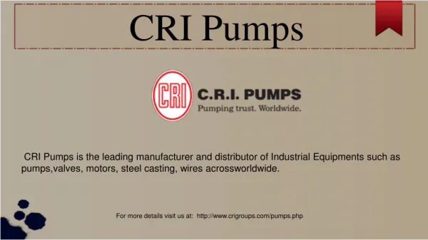 Submersible Pumps Manufacturers | CRI