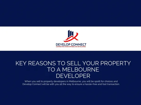 Key Reasons to Sell Your Property to Melbourne Developers
