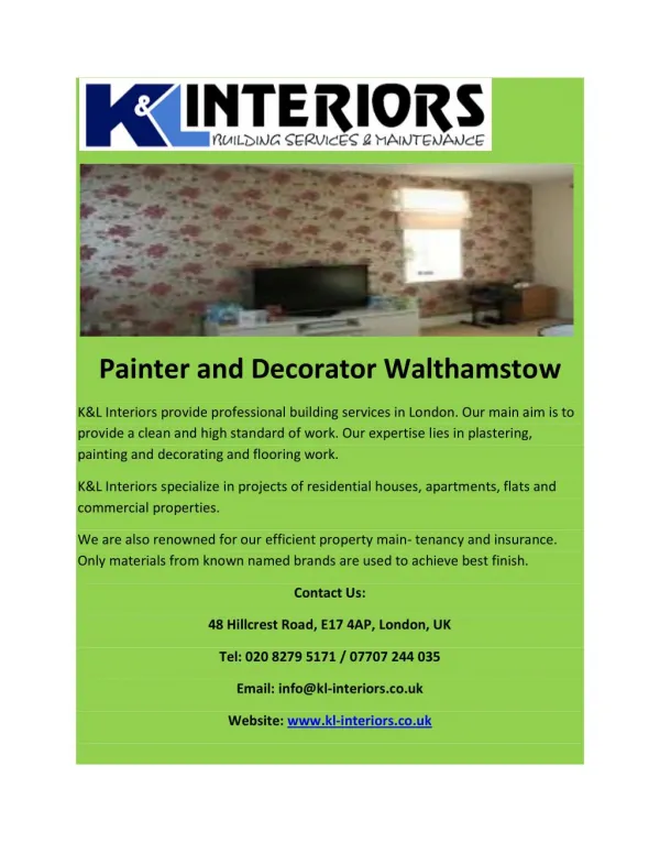 Painter and Decorator Walthamstow