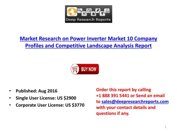 Power Inverter Market 10 Company Profiles and Competitive Landscape Analysis Report