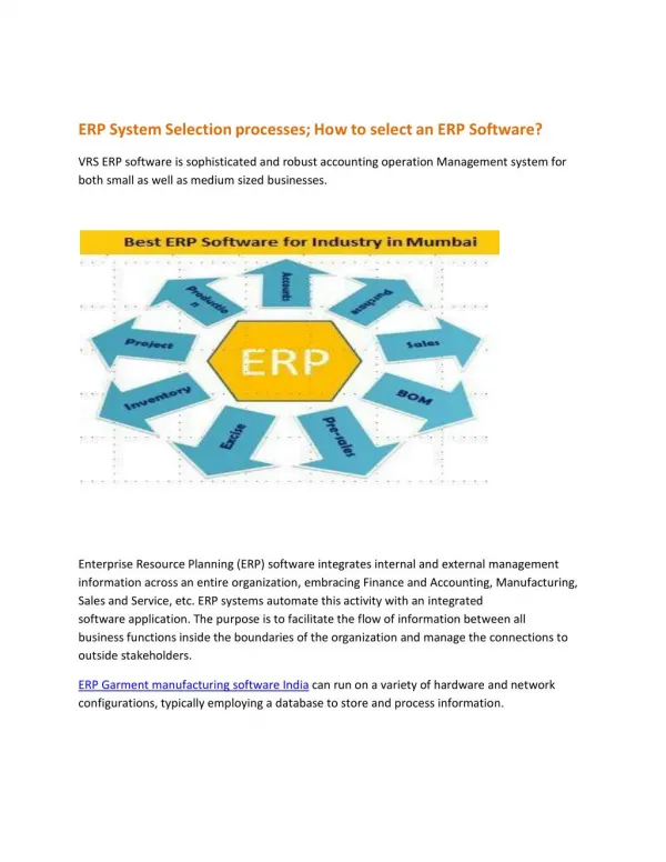 How To Select ERP Garment Manufacturing Software? Choose Best ERP Software