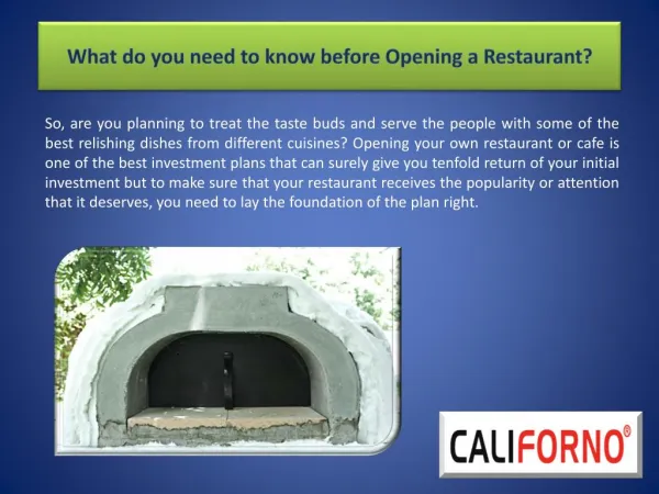 What do you need to know before Opening a Restaurant?
