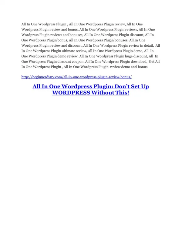 All In One Wordpress Plugin Review - All In One Wordpress Plugin 100 bonus items