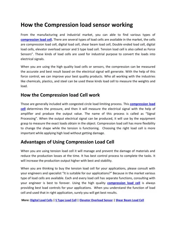 How the Compression Load Sensor Works