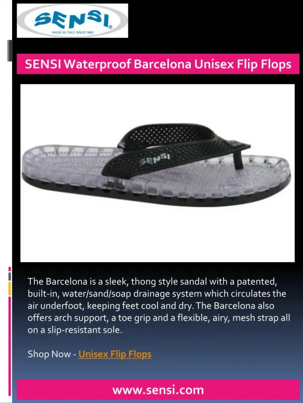 SENSI Waterproof Barcelona Unisex Flip Flops - Sensi Sandals