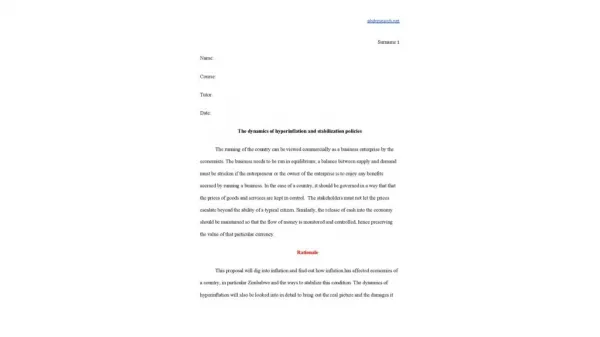PhD Proposal Sample on Economics