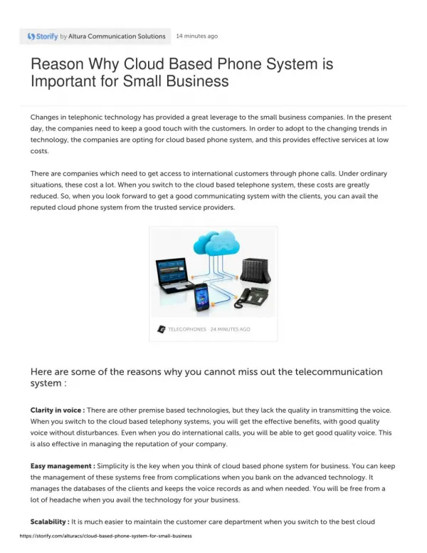 Reason Why Cloud Based Phone System is Important for Small Business