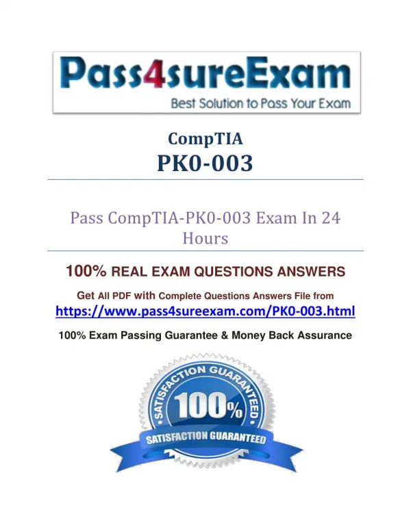 Pass4sure PK0-003 Study Guide