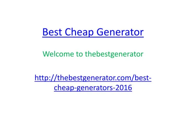 Best Cheap Generator