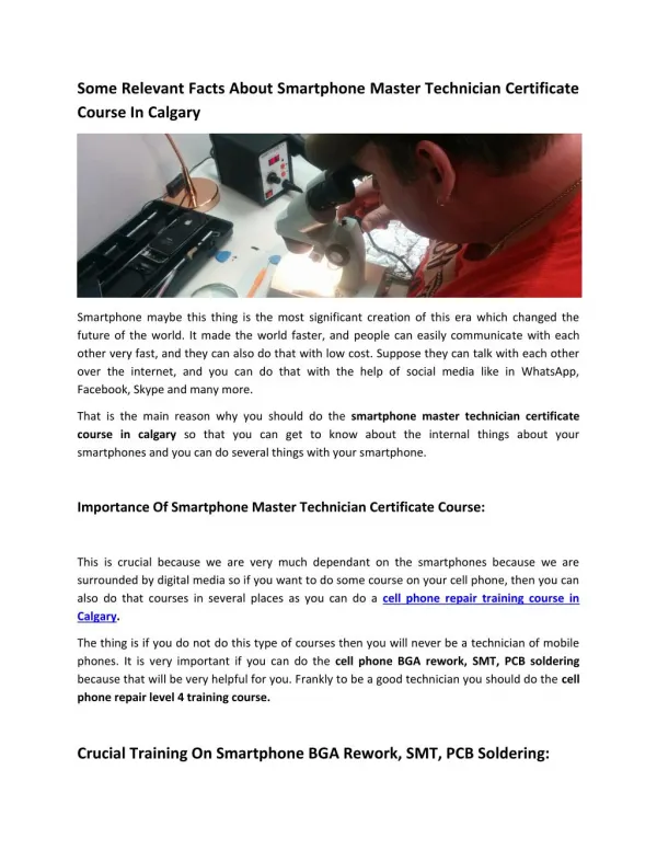 Cell Phone Repair Level 4 Training Course