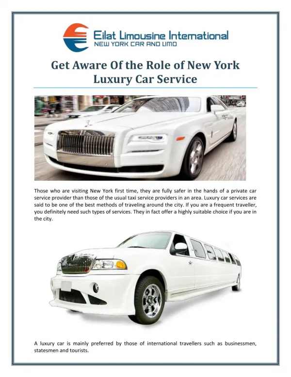 Get Aware Of the Role of New York Luxury Car Service