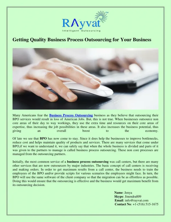 Getting Quality Business Process Outsourcing for Your Business