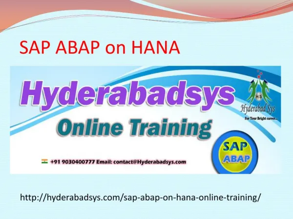 The Best SAP ABAP on HANA Online Training in USA, UK, Canada.