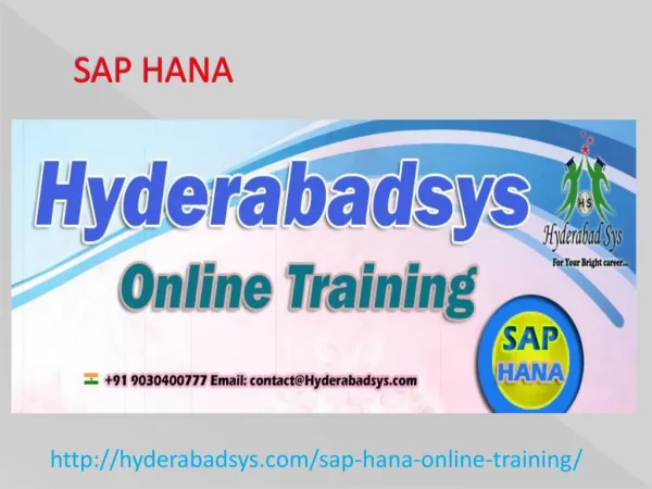 The Best SAP HANA Online Training in USA, UK, Canada.